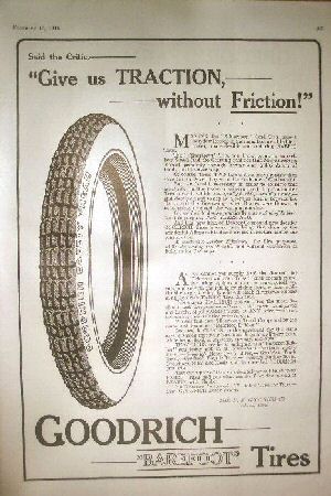 1916 Advertisement B F GOODRICH BAREFOOT TIRES
