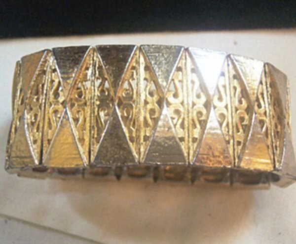 Wide Art Deco Expansion Bracelet with Coil Spring