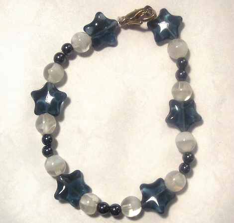 Artisan Glass and Hematite Bead Star Bracelet