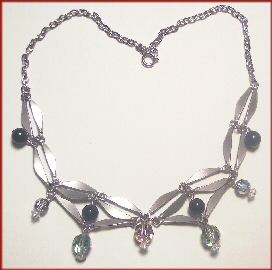 Handcrafted Chrome and Aurora Borealis Necklace