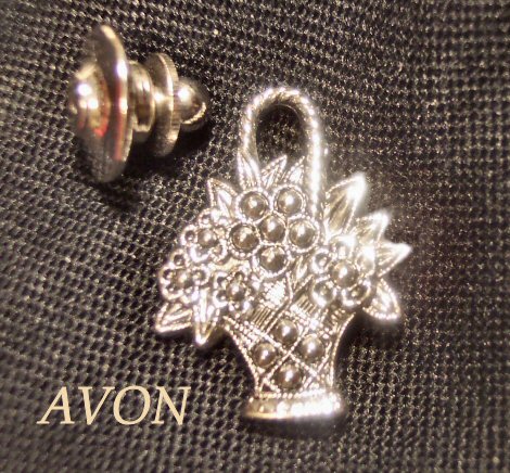 Avon Flower Basket Lapel Pin