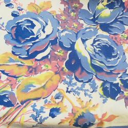 Gorgeous Vintage Blue Floral Tablecloth
