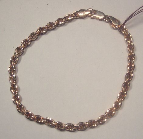 Gold Wash Sterling Rope Bracelet