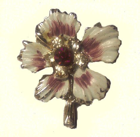 Enamel and Rhinestone Floral Pin