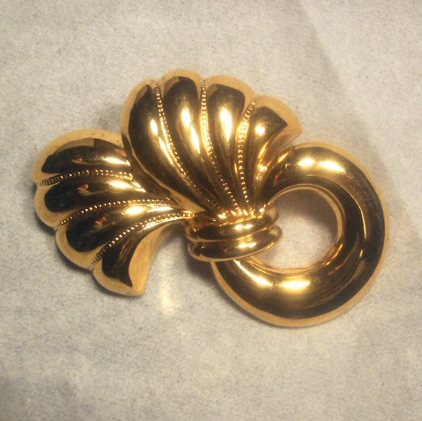 Fancy Stamped Brass Bow Brooch