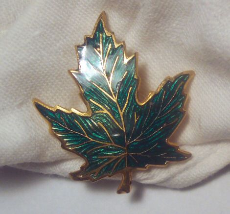 Glass Enamel Leaf Pin
