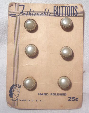 Faux Pearl Buttons on Fashionable Card