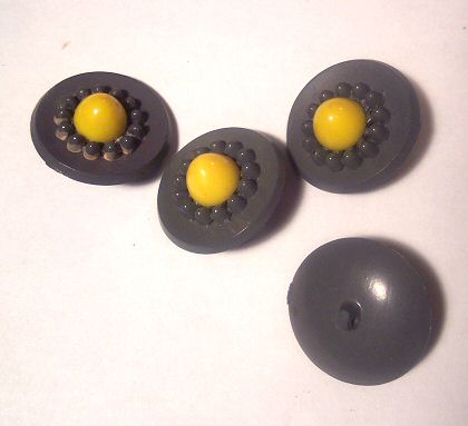 Yellow and Grey Painted Plastic 3-Part Buttons