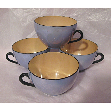 Czechoslovakia Blue Lustreware Teacups