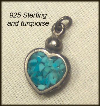 Vintage Sterling and Turquoise Heart Charm