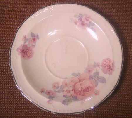 Edwin M. Knowles Pink Mayflower Saucer