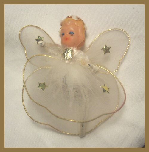 Rubber Head Christmas Angel w Chenille and Netting