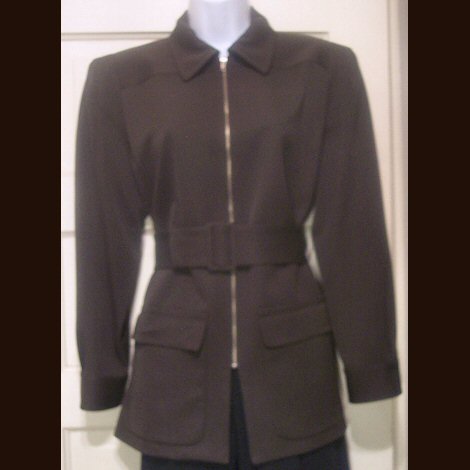 Anne Klein Classics Twill Belted Zip Jacket Sz 10P
