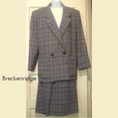 Breckenridge Wool Glen Plaid Skirt Suit Sz 12