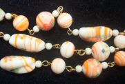 Creamsicle & Flowers Art Glass Necklace