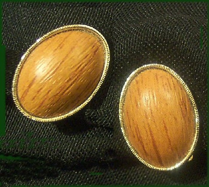 Amerique Imitation Pecan Oval Clip Earrings