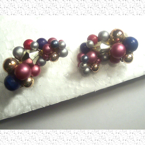 Colorful Wired Bead Clip Earrings
