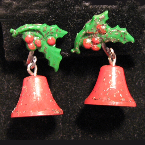 Bells and Holly Screwback Earrings