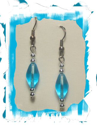 Teal Blue Glass Bead Earrings