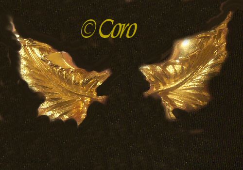 Coro 3D Goldtone Leaf Clip Earrings