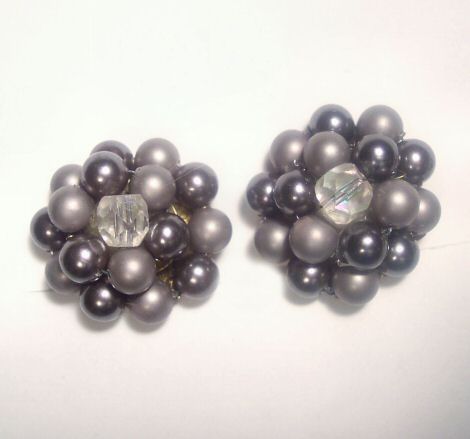 Wired Grey Bead Earrings