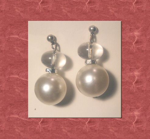 Lucite and Simulated Pearl Pierced Earrings