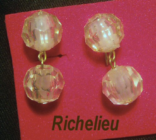 Richelieu Faceted Plastic 2-Bead Drop Earrings