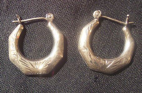 Art Nouveau Era High Quality Etched Hoop Earrings