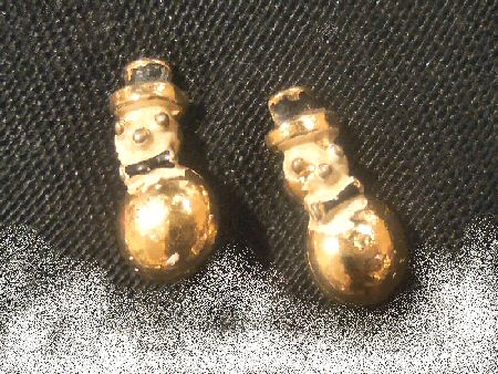 Tiny Vintage Enameled Snowmen Earrings