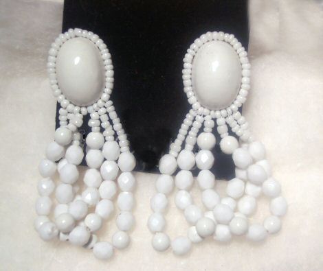 White Bead Earrings
