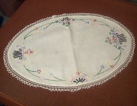 Embroidered Oval Table Scarf