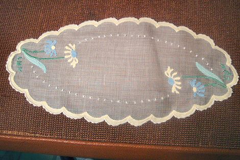 Sheer Applique and Embroidery Doily
