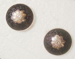 Metal Enameled Button Earrings