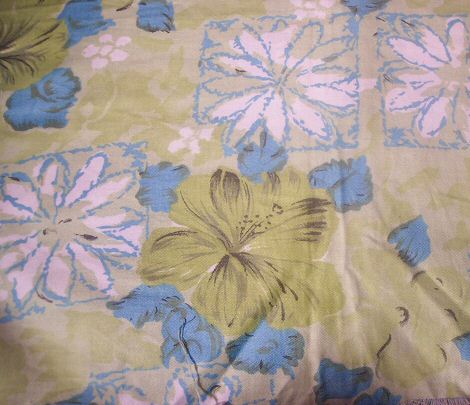 Blue-Green Floral Fabric 45 x 31