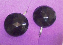 Faceted Black Glass Clip Earrings