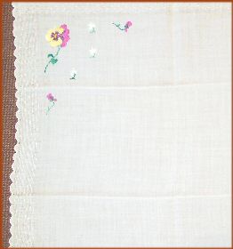Vintage HuckWeaving and Embroidered Pansy Hanky