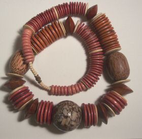 Polished Wood Bead Necklace