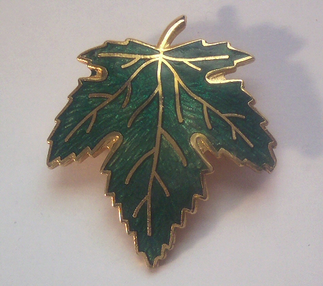 Guilloche Enamel Maple Leaf Brooch