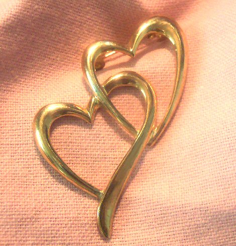 Two Hearts Pin Brooch