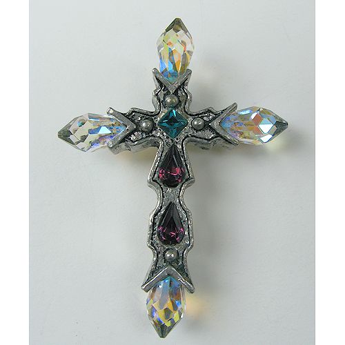 Faceted Glass Bead Cross Pendant