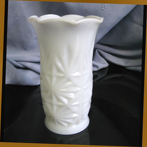 Molded Glass Diamond or Block Pattern Vase