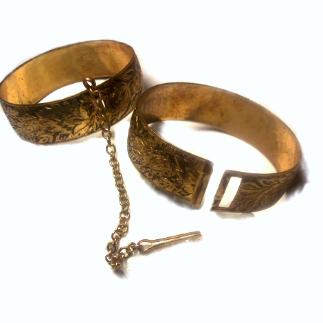 Stamped Brass Slave Bracelets