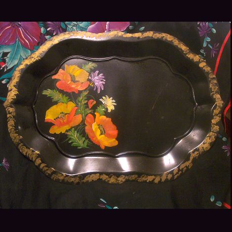 Handpainted Tole Ware Tray 1950s