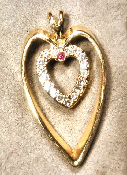 Two Heart Pendant with Rhinestones