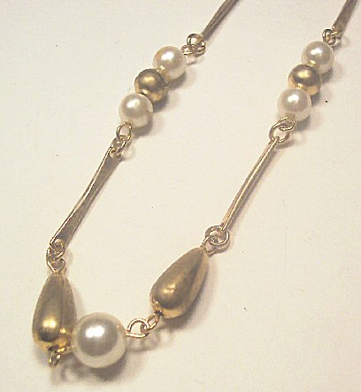 Vintage Bar, Bead and Glass Pearl Necklace