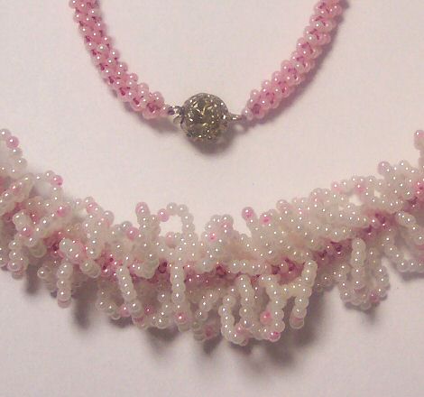 Pink Ruffled Beaded Necklace