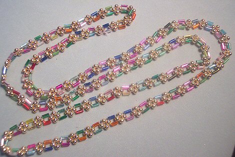 Handstrung Glass Tube Bead Necklace - 43"