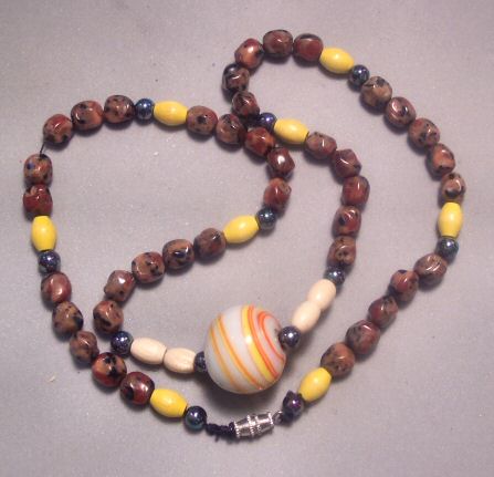 Unusual Artisan Marble and Bead Necklace