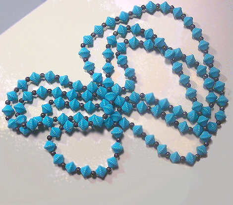 Turquoise Plastic Bicone Bead Necklace