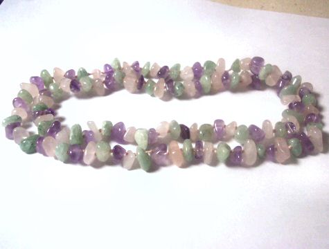 Handknotted Rose Quartz, Amethyst and Mystery Stone Necklace <b>